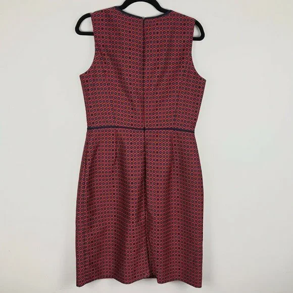 NWT J.Crew Sheath Dress Crimson Foulard Geo Print - Picture 2 of 9